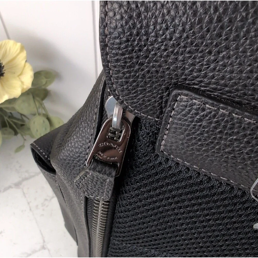 COACH Hudson Backpack Black Pebble Leather CB837560 - Excellent